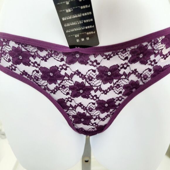 2/$20 Brand New Purple Lace G String T-Back Panties Underwear One Size - Picture 3 of 6
